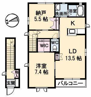 プランドールKR(2LDK/2階)の間取り写真