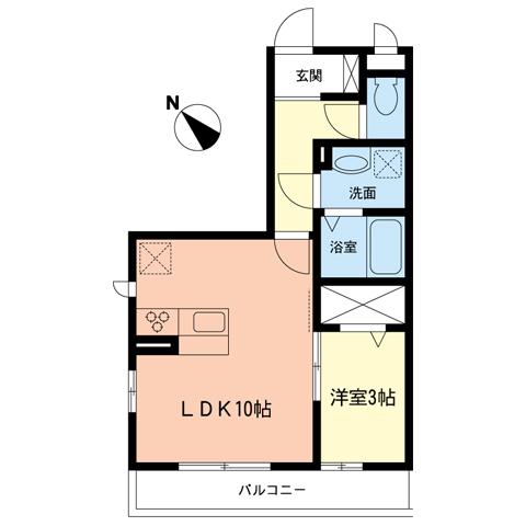 プラテーク綱島東(1LDK/2階)の間取り写真