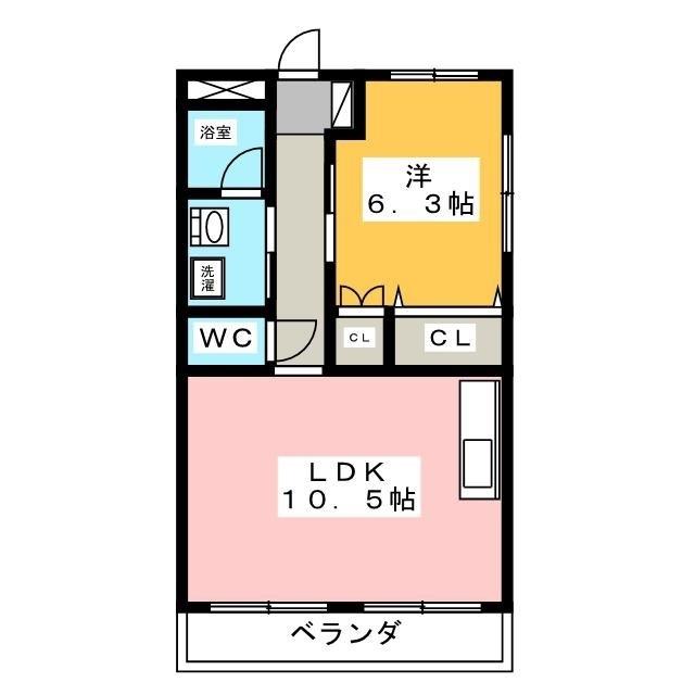 ウイングアイランド(1LDK/2階)の間取り写真