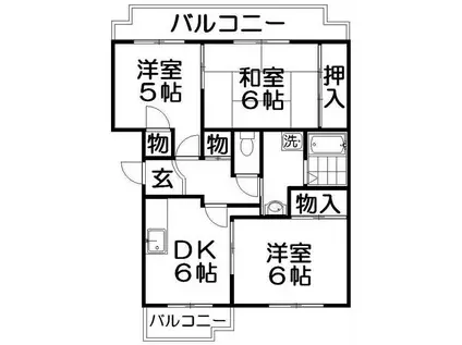 昇栄マンションIII(3DK/2階)の間取り写真