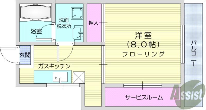 メゾン若林(1K/3階)の間取り写真