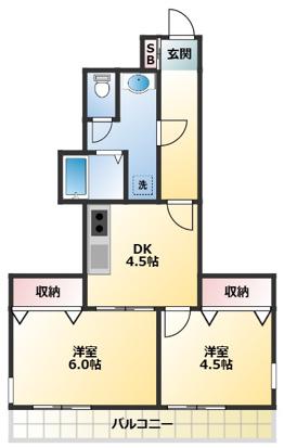 ウィンサム高円寺 303(2DK/3階)の間取り写真