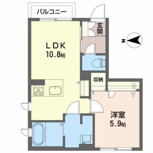 ミルフィーユ(1LDK/1階)の間取り写真