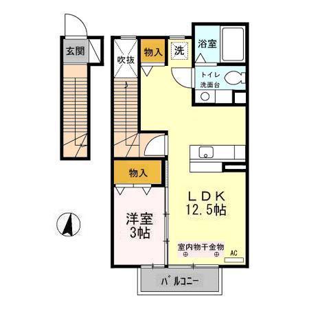 千富館 東館(1LDK/2階)の間取り写真
