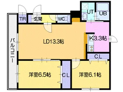 リラ・イースト(2LDK/2階)の間取り写真