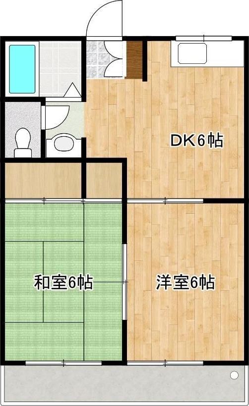ルミエール一吉II(2DK/3階)の間取り写真