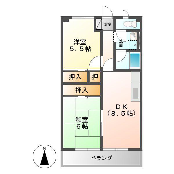 ホワイトメゾン(2DK/5階)の間取り写真