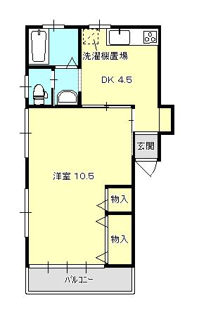 コーポシムラ(1DK/1階)の間取り写真