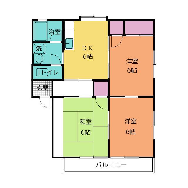 エクセラン吉田B(3DK/2階)の間取り写真