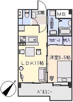 ヴォナローテ志免の杜(1LDK/3階)の間取り写真