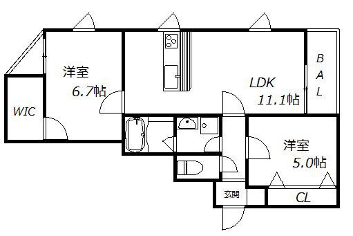 グルーブ五色山(2LDK/2階)の間取り写真