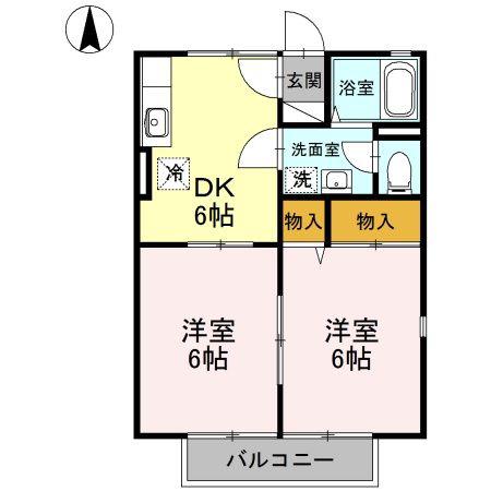 メゾンT&K A/B/C(2DK/2階)の間取り写真