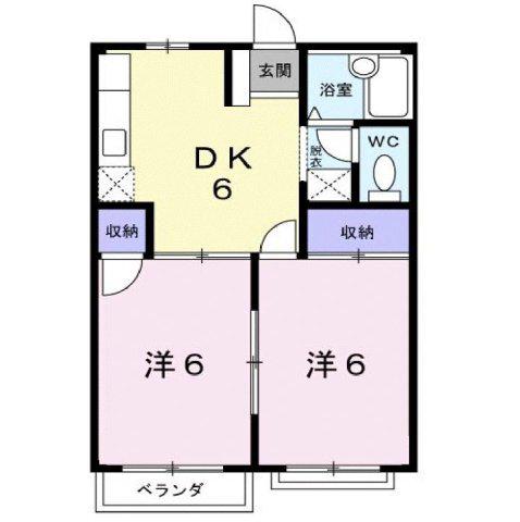 エルディム楽天A(2DK/1階)の間取り写真