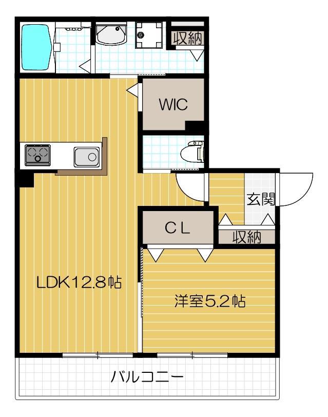 グランディール学園前(1LDK/1階)の間取り写真