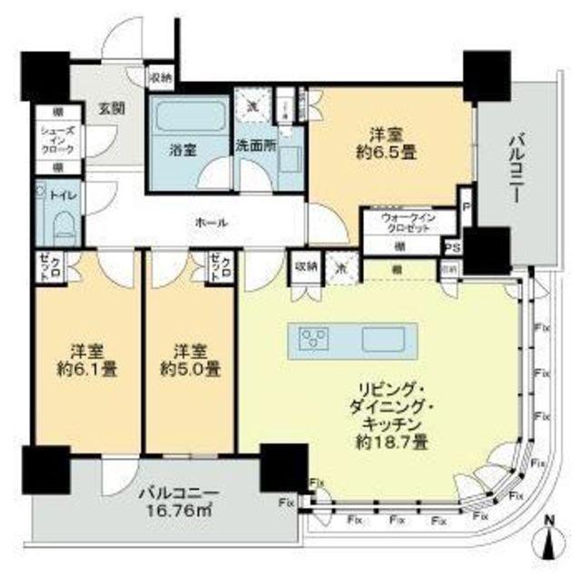 パークシティ中野ザタワー ブリーズ(3LDK/7階)の間取り写真