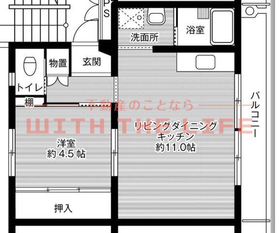 ビレッジハウス荒木(1LDK/4階)の間取り写真