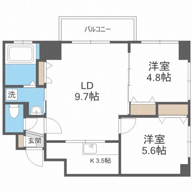 プライマル札幌琴似(2LDK/4階)の間取り写真