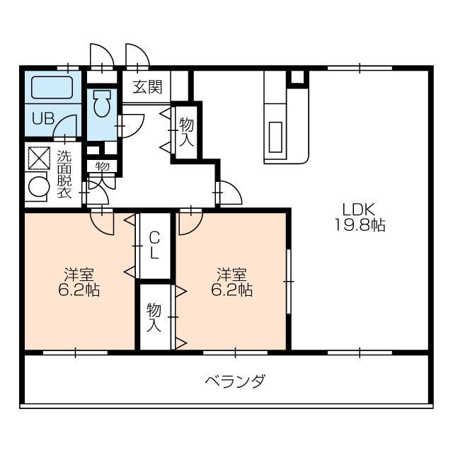 アンピレインII(2LDK/2階)の間取り写真