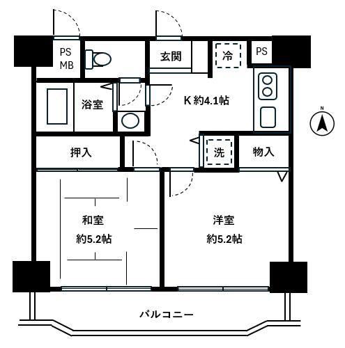 ファーストクラスさがみ野第2(2K/4階)の間取り写真