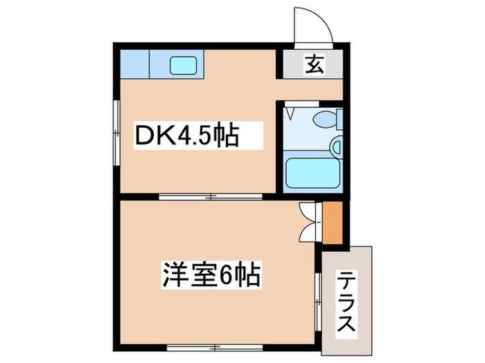 ブライトン(1DK/1階)の間取り写真
