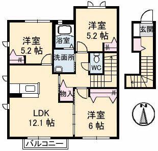 IMAGEM A棟(3LDK/2階)の間取り写真