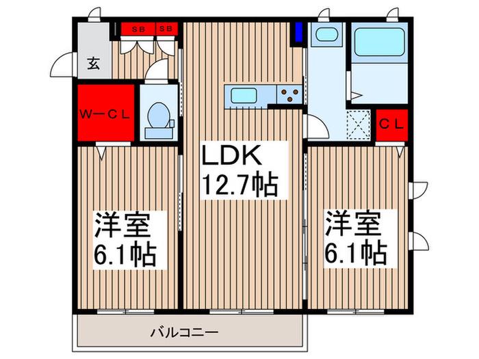 クオージュ(2LDK/2階)の間取り写真