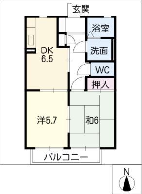 GRACE COURT A棟(2DK/1階)の間取り写真