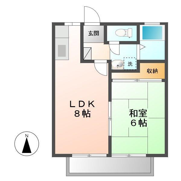 パナハイツやまぐちA(1LDK/1階)の間取り写真