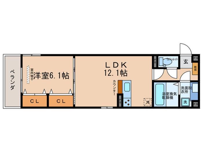 YKメゾン向陽(1LDK/3階)の間取り写真