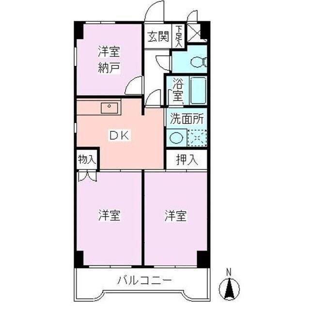 さがみ野駅北口ビル(3DK/3階)の間取り写真