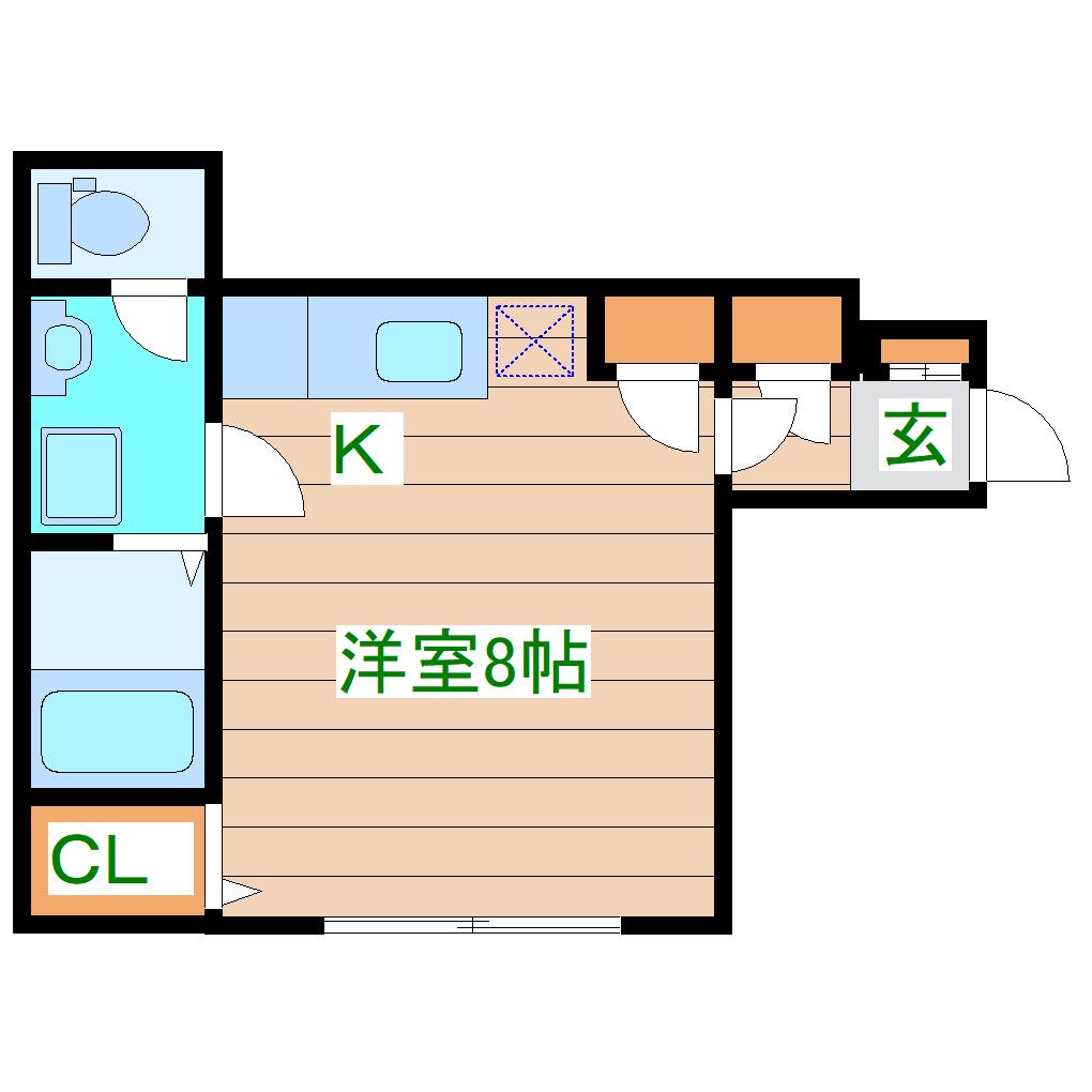 GO TO(ワンルーム/1階)の間取り写真