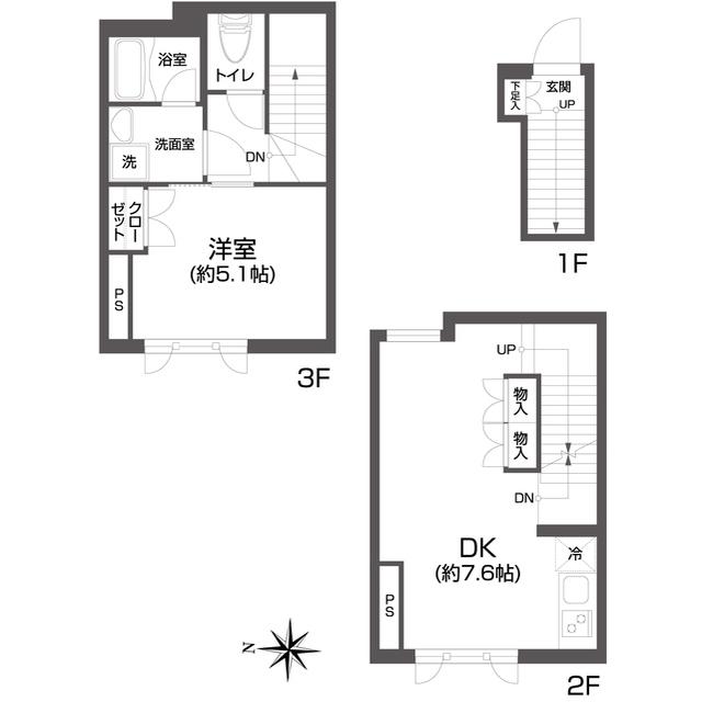UVAS池袋(1LDK/2階)の間取り写真