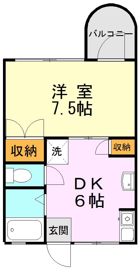 ワンティック渡鹿III(1DK/1階)の間取り写真