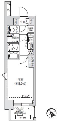 ブランシエスタ駒込(1K/7階)の間取り写真