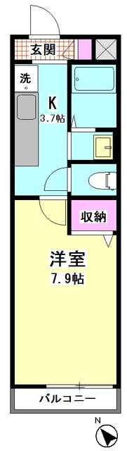 メゾンメルベーユ(1K/2階)の間取り写真