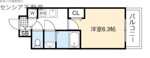 エスリード京橋グランツ(1K/2階)の間取り写真