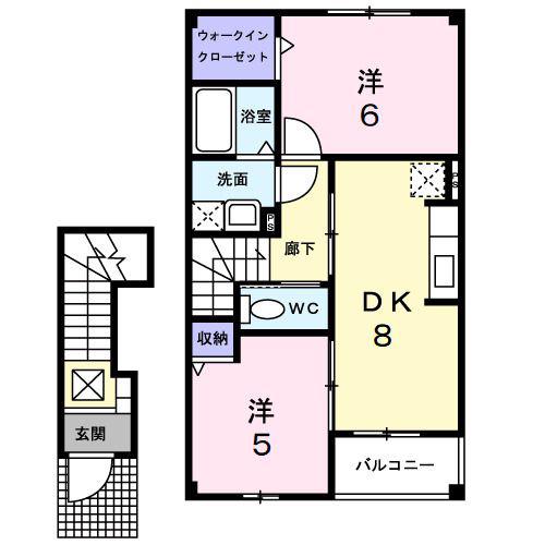 SOUL TO SOUL B(2DK/2階)の間取り写真
