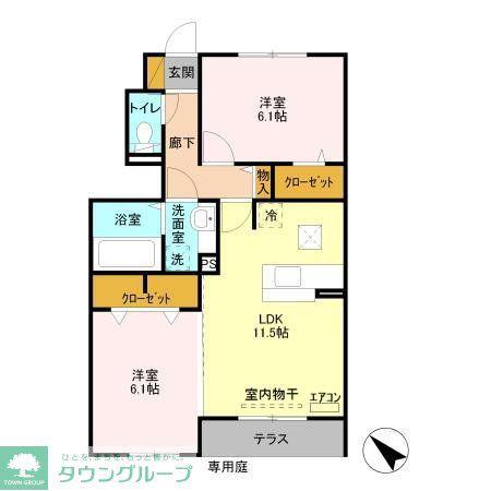 ブルームII(2LDK/1階)の間取り写真