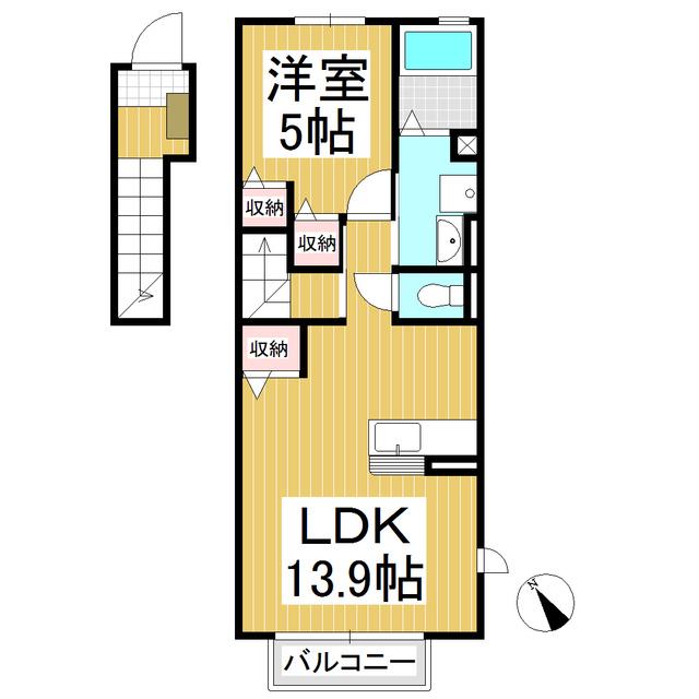 COACHELLA コーチェラ(1LDK/2階)の間取り写真