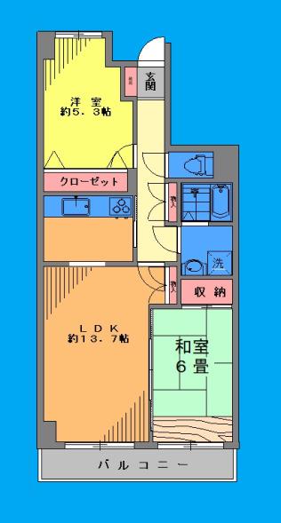 パスティーユ石川台(2LDK/3階)の間取り写真