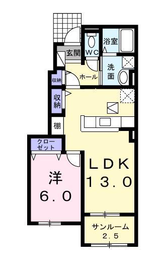 シューティングスター(1LDK/1階)の間取り写真