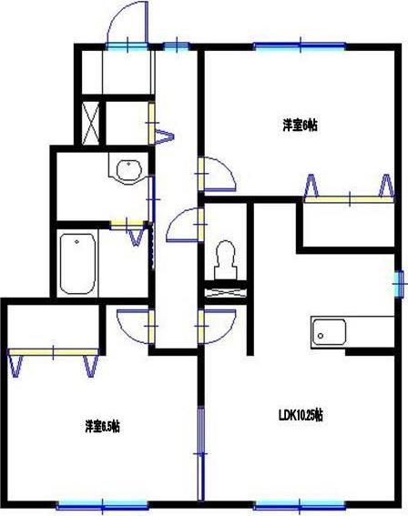 コンフォート高町II(2LDK/1階)の間取り写真