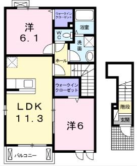 メゾンサクラ(2LDK/2階)の間取り写真