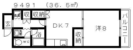 ニドムコート(1DK/3階)の間取り写真