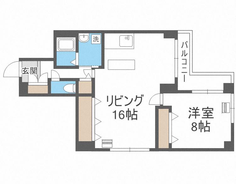 ワールドヒルズ札幌(1LDK/2階)の間取り写真
