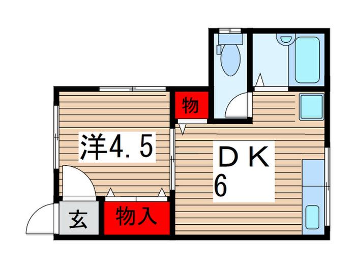 ハイツ近田B(1DK/2階)の間取り写真