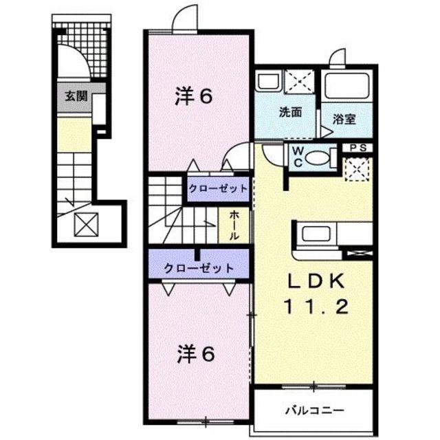 VENITEVENITEI(2LDK/2階)の間取り写真