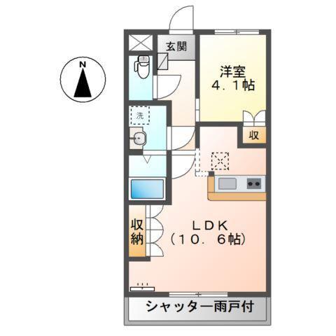 マルタハイム(1LDK/1階)の間取り写真
