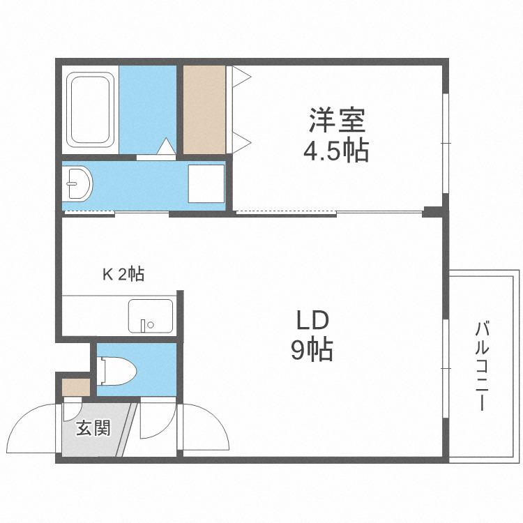 フェリーチェ学園前(1LDK/2階)の間取り写真