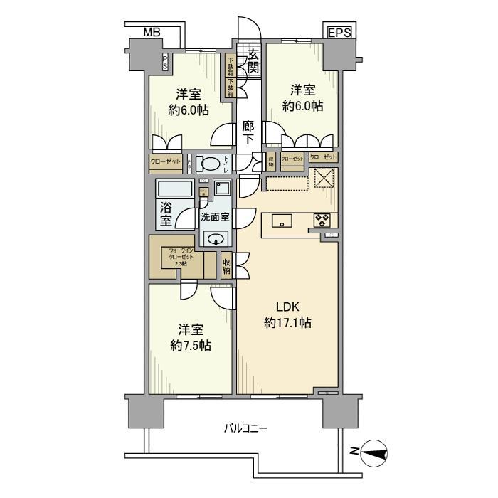 ガレリアヴェール(3LDK/3階)の間取り写真